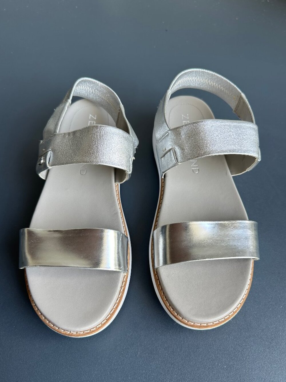 Cole Haan | ZeroGrand Global Double Leather Band Sandal | Silver | Sz-8 LIKE NEW